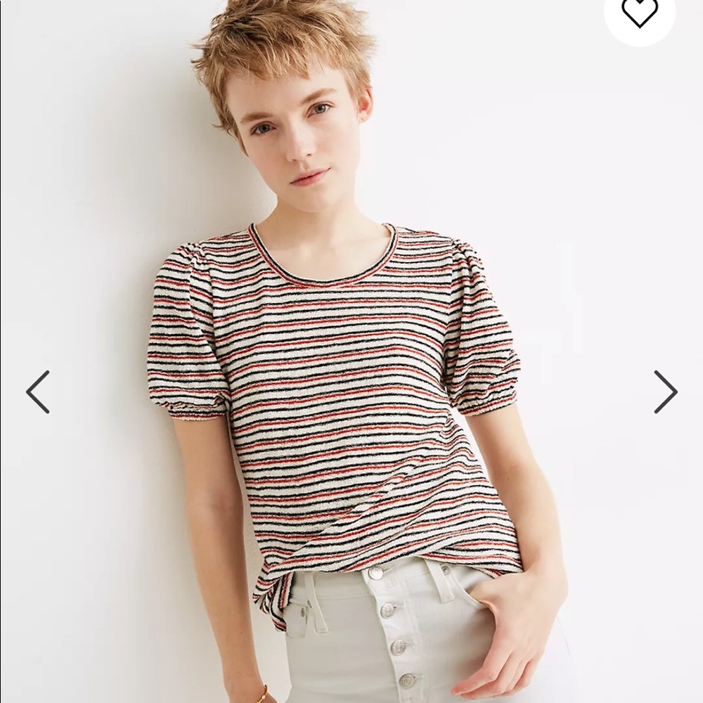 Madewell Superlight Jacquard Puff-Sleeve Tee in Stripe - Picture 2 of 8